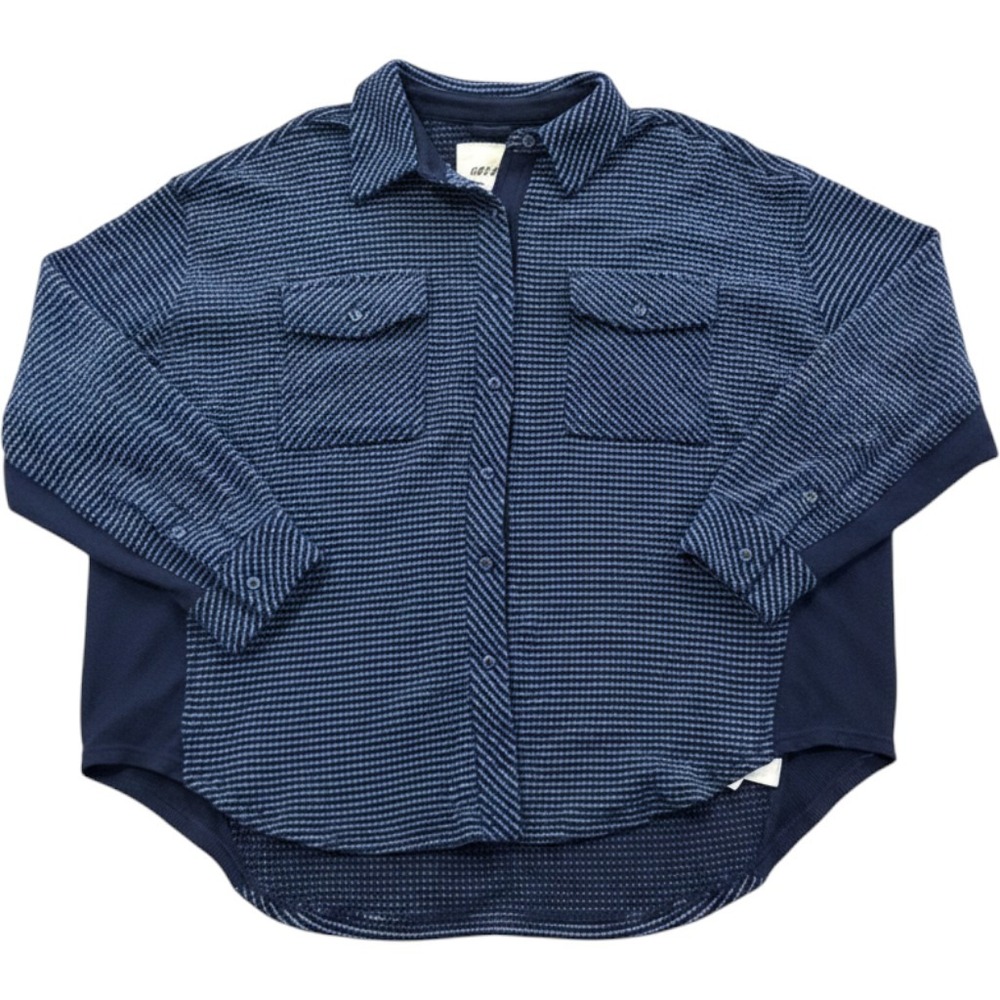 Aerie Women's M/M Navy Blue Oversized Button Front Shacket Shirt Jacket